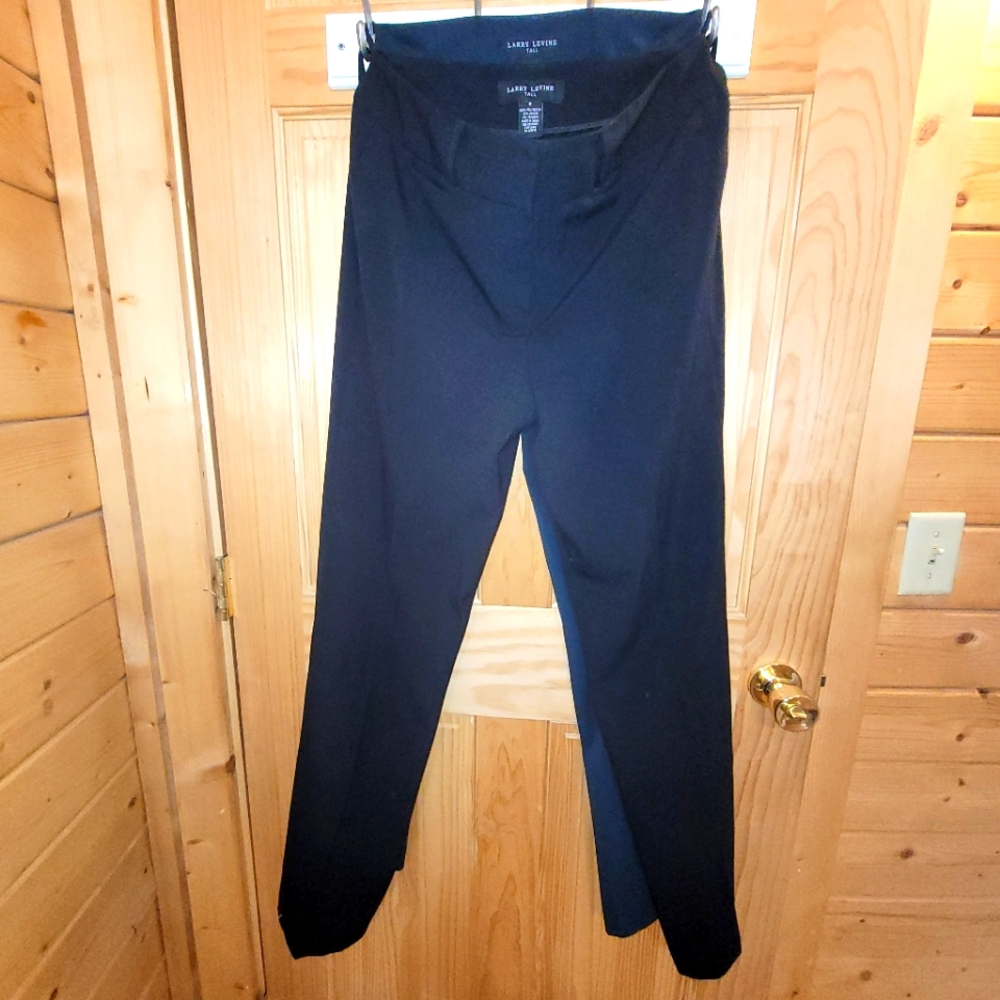 2PR Larry Levine Women's Dress Slacks Size 6 Long Black & Navy Blue Pants EUC